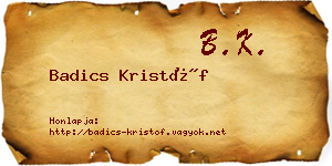 Badics Kristóf névjegykártya